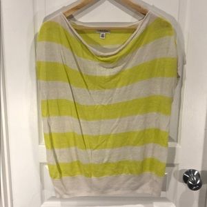 Calvin Klein short sleeved, lime and cream top.